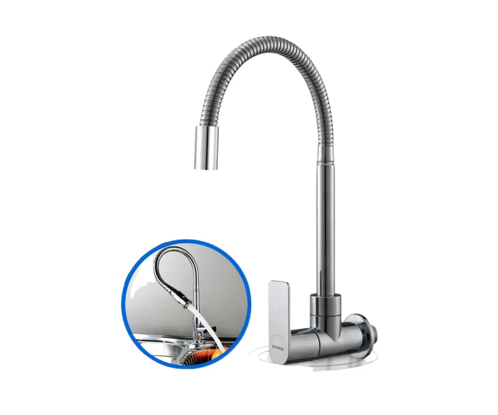 GPL0026 YETKA GRIFERIA COCINA FRIA P/PARED FLEXIBLE - CROMADA