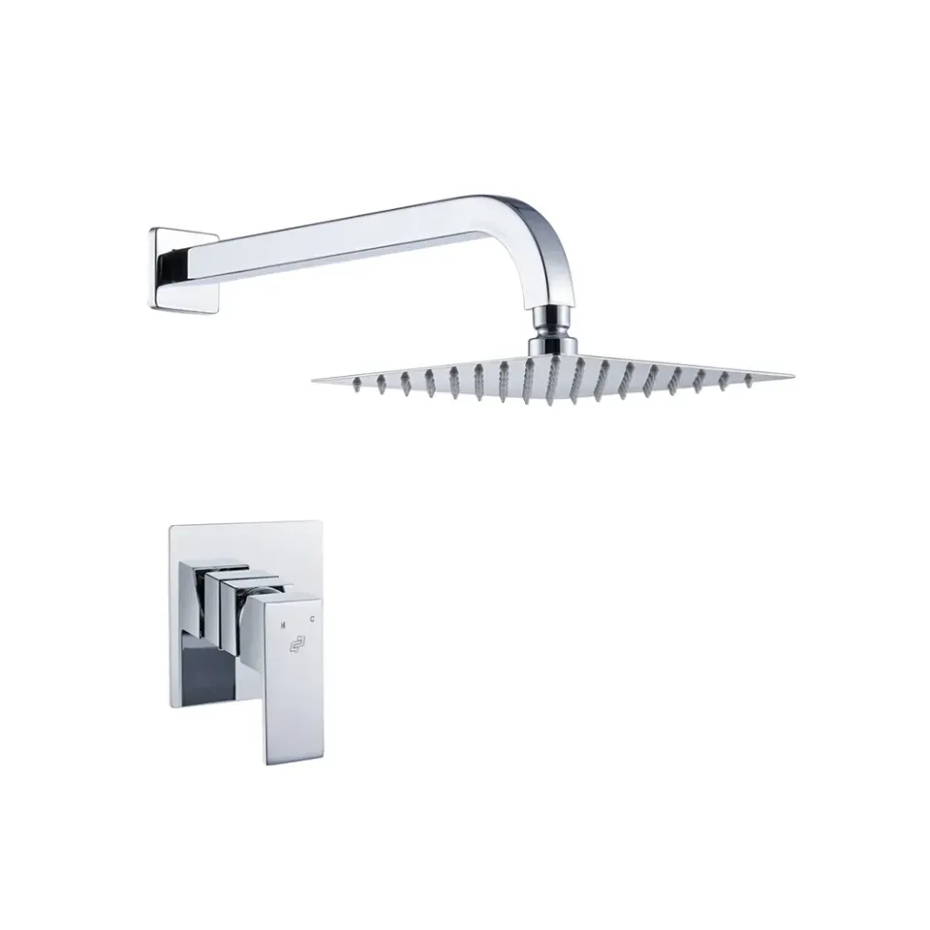 GPL0028 BEELEE JGO DUCHA VERONA COMPLETA CALEFON SILVER CROMO C/REGADERA