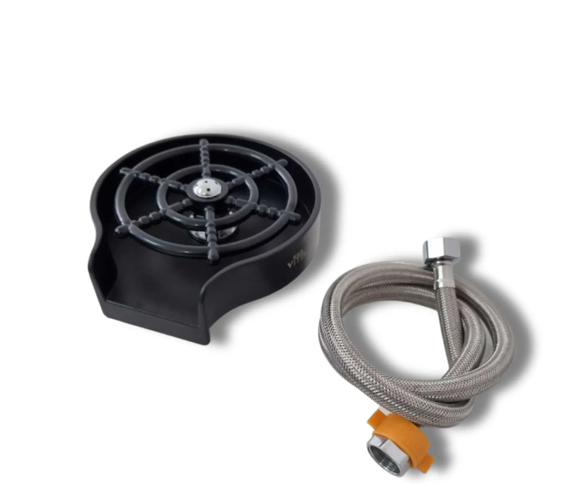 GPL0074 LONCHAM LAVADOR VASOS PUSH NEGRO ABS C/MANGUERA 1/2
