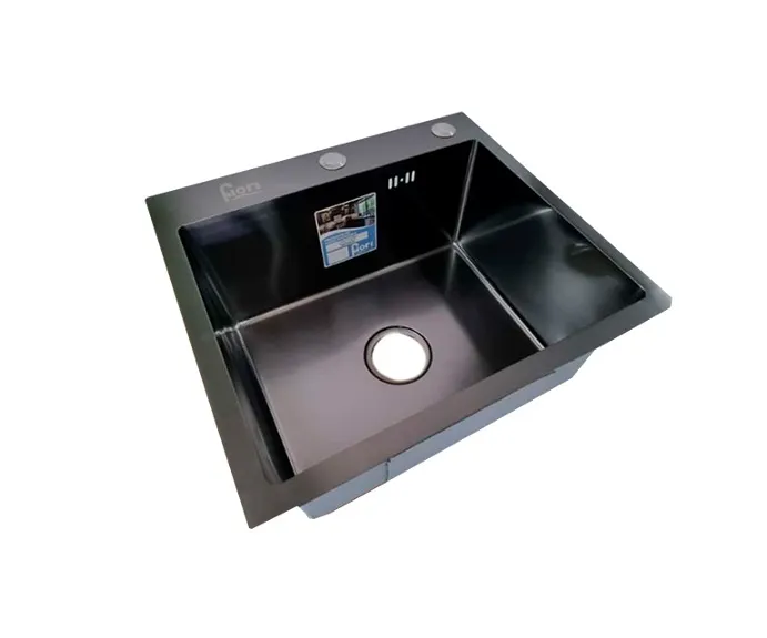 GPL0152 FIORI FREGADERO NEGRO SIMPLE EMP/BAJO C/JAB 50X45CM