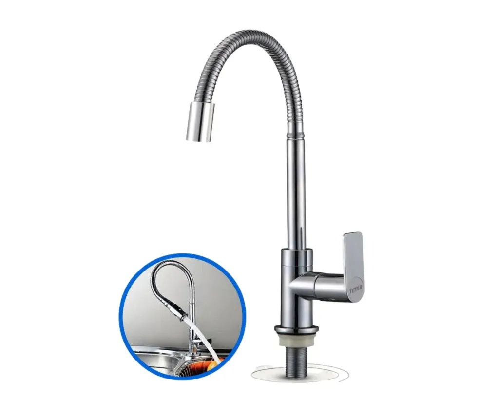 GPL0191 YETKA GRIFERIA COCINA FRIA P/PISO FLEXIBLE - CROMADA