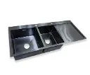 GPL0192 FIORI FREGADERO NEGRO DOBLE POZO 120X50 C/FALDA