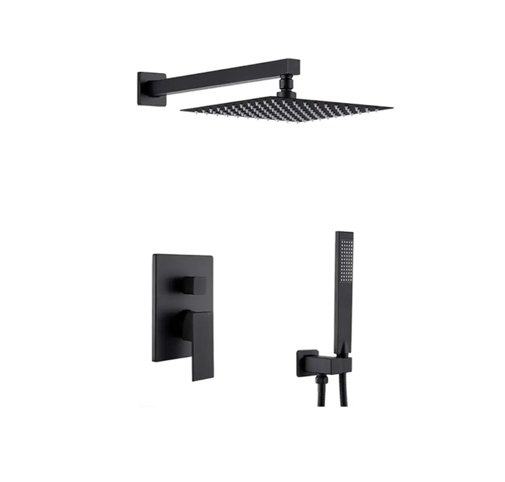 GPL0232 BEELEE JGO DUCHA ROMA BLACK 2 FUNCIONES / RECTANGULAR (NEGRA)