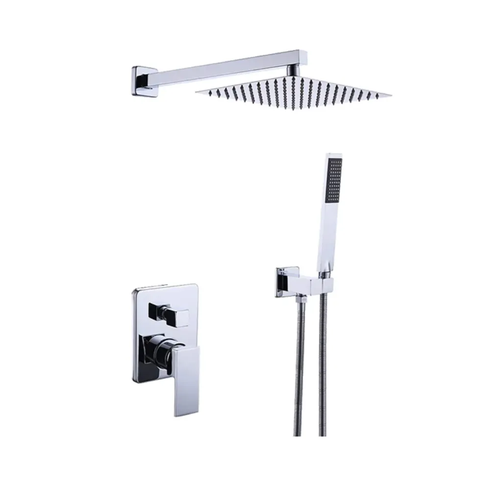 GPL0236 BEELEE JGO DUCHA ROMA SILVER 2 FUNCIONES / RECTANGULAR (CROMO)