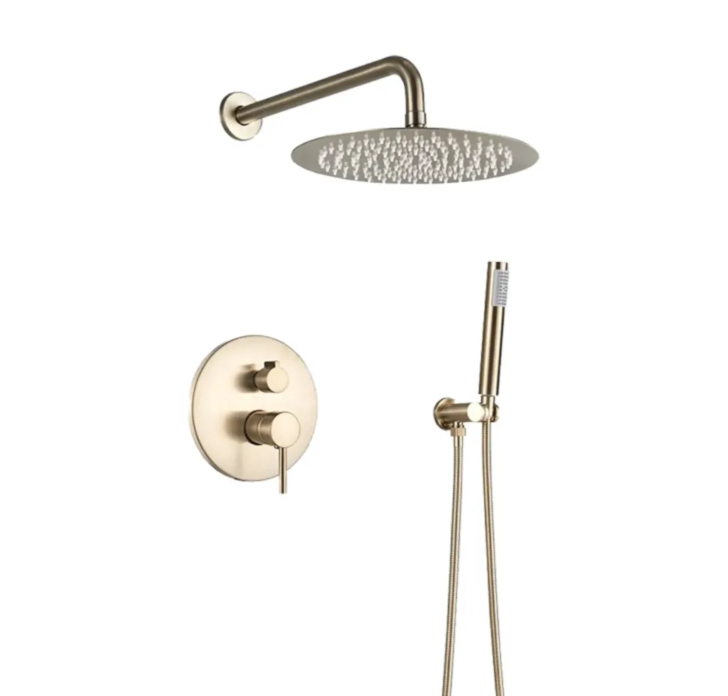 GPL0256 BEELEE JGO DUCHA NAPOLI GOLD 2 FUNCIONES / REDONDA (DORADA)