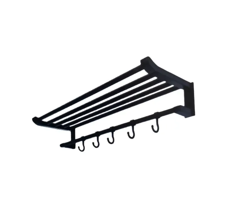 GPL0316 YETKA TOALLERO C/REPISA Y 5GANCHOS 60CM NEGRO PVC