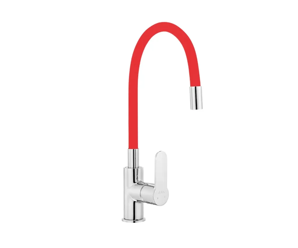 GPL0361 YETKA GRIFERIA COCINA MEZCL P/PISO FLEXIBLE - MONOMANDO ROJA