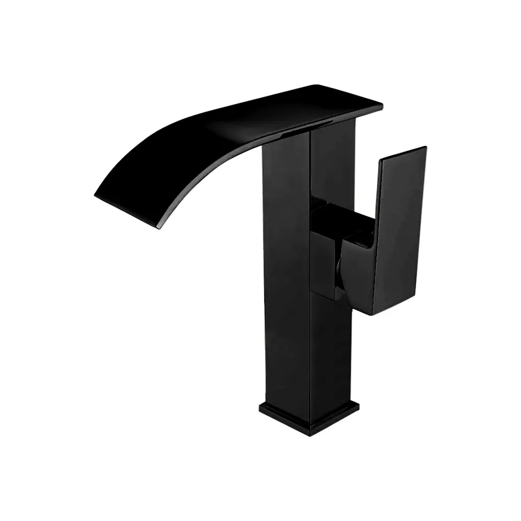 GPL0384 BEELEE GRIFERIA BAÑO ALTA PERUGIA NEGRO MATE - CASCADA LUX BLACK