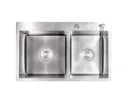 GPL0442 BEELEE FREGADERO DOBLE NEVADA SILVER 80X50CM - CROMO
