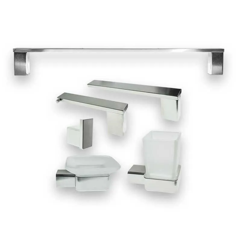 GPL0467 BEELEE ACCESORIO BANO BERNA 6 PZS PLATA MATE - SILVER