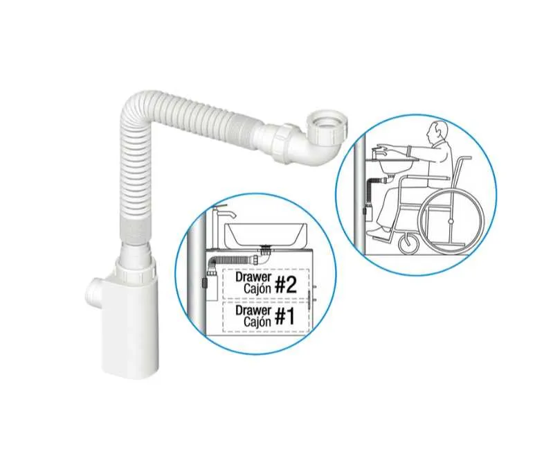 GPL0485 YETKA SIFON FLEXIBLE EN L P/AHORRO ESPACIO BLANCO - FREG , LAVAM