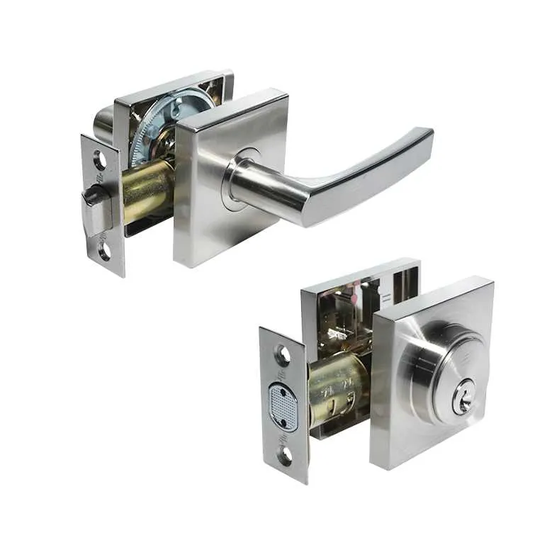 GPL0515 BEELEE CERRADURA HAMBURGO PREMIUM + CERROJO 2PZ - SATIN SILVER (PLATA)