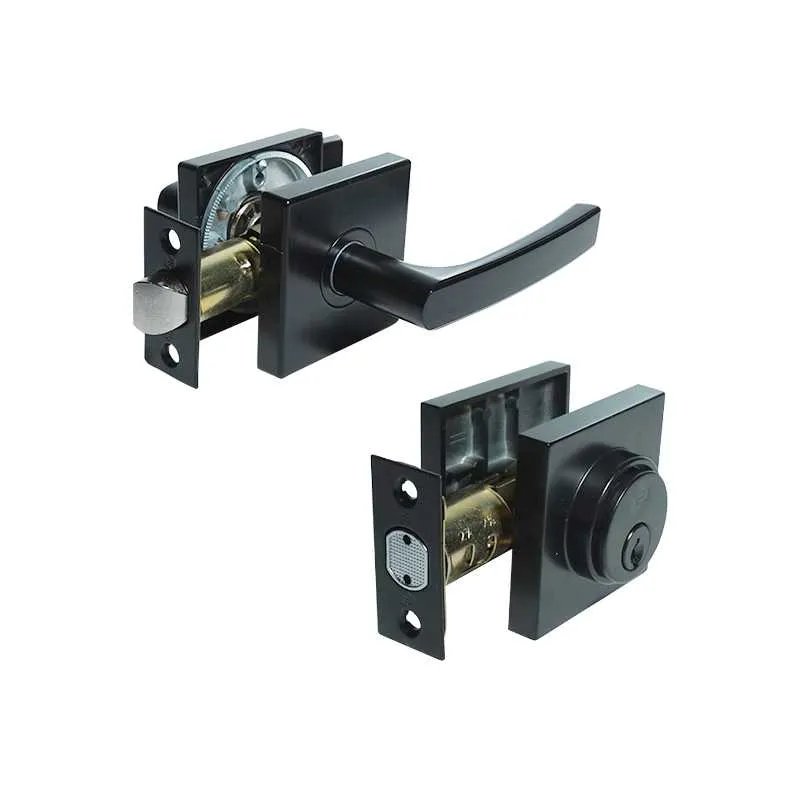 GPL0516 BEELEE CERRADURA HAMBURGO PREMIUM + CERROJO 2PZ - SATIN BLACK (NEGRO MATE)