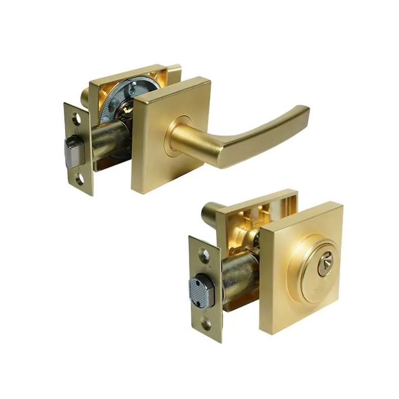 GPL0517 BEELEE CERRADURA HAMBURGO PREMIUM + CERROJO 2PZ - SATIN GOLD (DORADO)