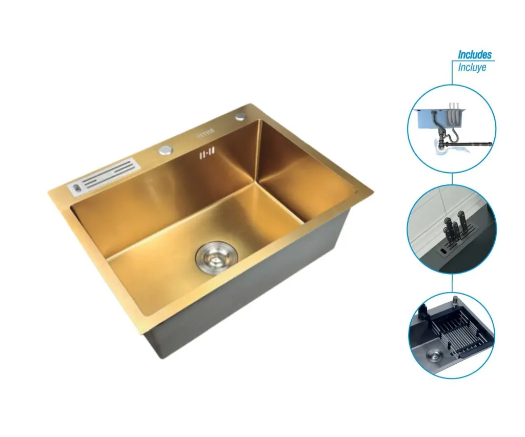 GPL0541 YETKA FREGADERO SIMPLE DORADO 60X45X23CM - LUXURY EDITION