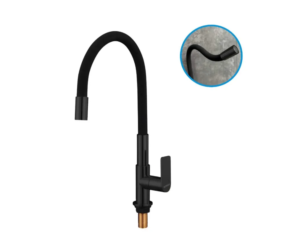 GPL0543 YETKA GRIFERIA COCINA FRIA P/PISO FLEXIBLE - NEGRA/NEGRA