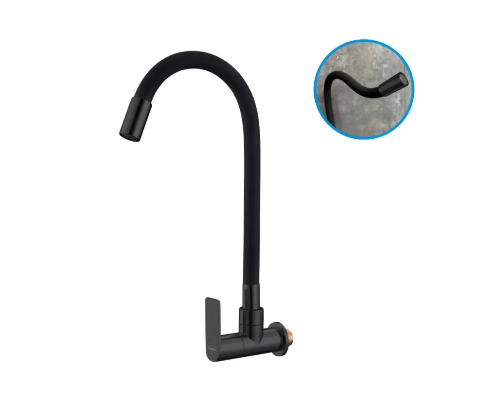 GPL0544 YETKA GRIFERIA COCINA FRIA P/PARED FLEXIBLE - NEGRA/NEGRA