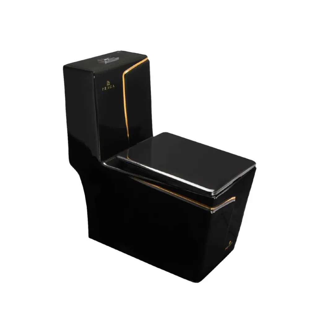 GPL0584 PRAGA INODORO PREMI BLACK/GOLDEN - ONE PIECE NEGRO/DORADO (8215BG)