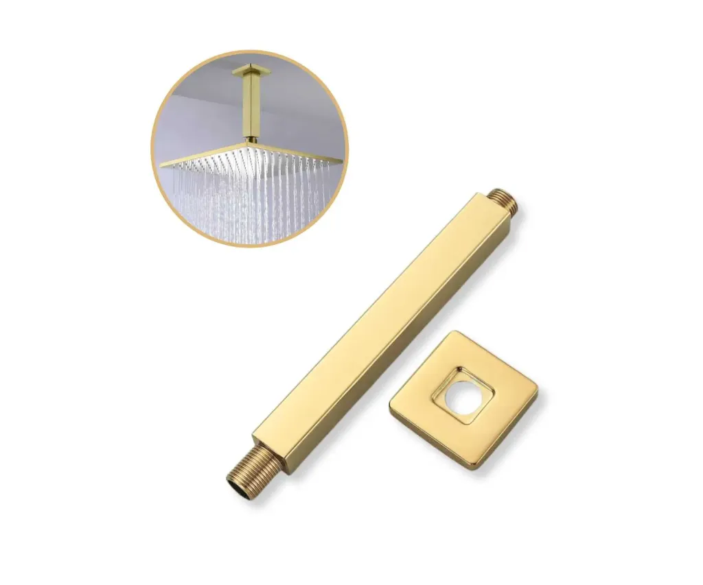GPL0600 VITTA BRAZO DUCHA VERTICAL CUADRADO DORADO 20CM