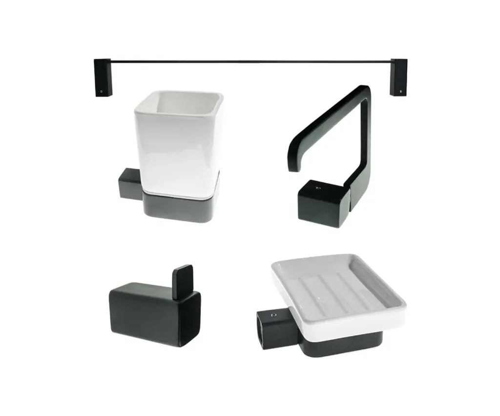 GPL0606 BEELEE ACCESORIO BANO MELBOURNE 5 PZS NEGRO / WHITE