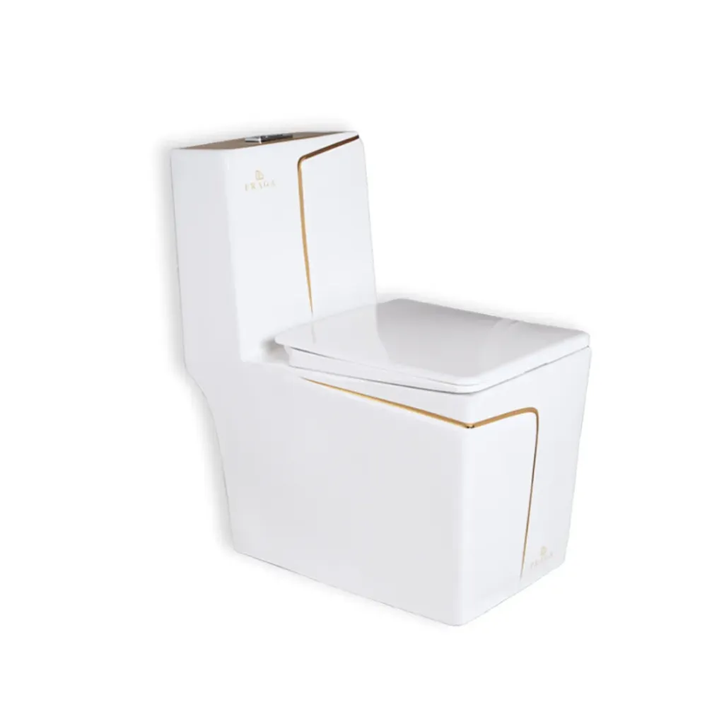 GPL0649 PRAGA INODORO PREMI WHITE/GOLD - ONE PIECE DORADO (8215WG)