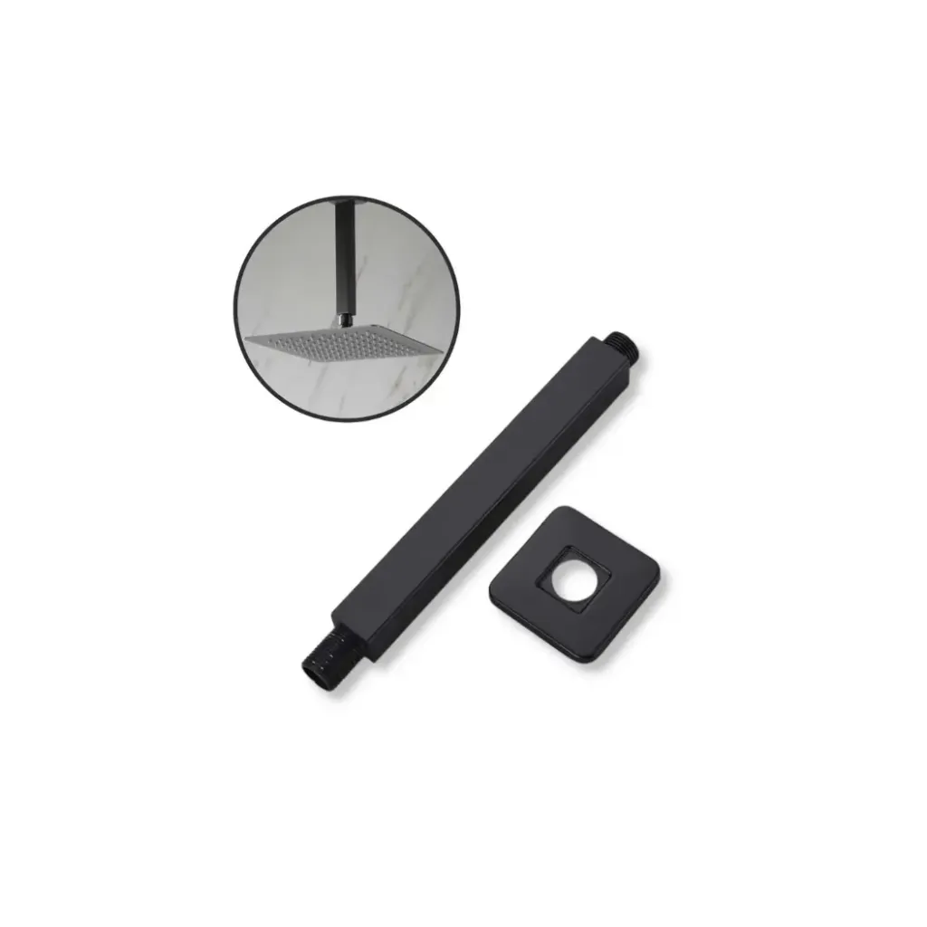 GPL0726 SM BRAZO DUCHA VERTICAL CUADRADO NEGRO MATE (TECHO) 20CM