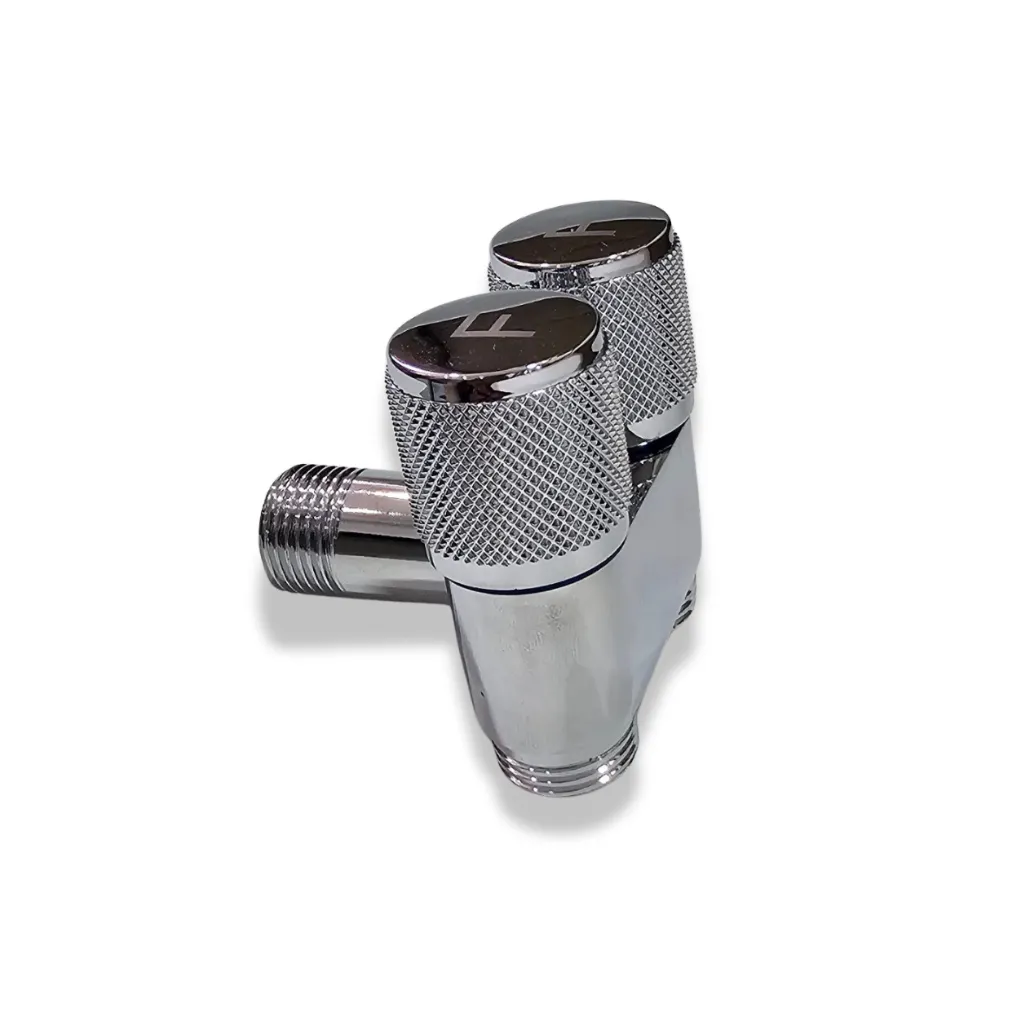 GPL0775 SM VALVULA ANGULAR DOBLE POMO 1/2 - 1/2 PLATA - SILVER (HIGIENE)