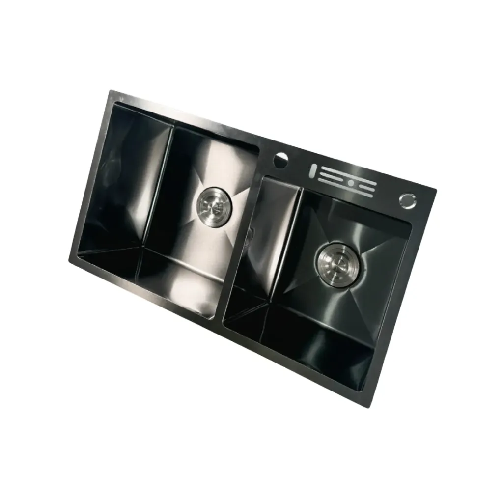 GPL0875 QSB FREGADERO DOBLE POZO KNIFE INOX C/ESCURR BLACK PREMIUM - NEGRO SATIN