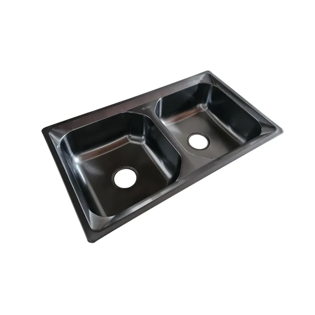 GPL1006 ROCKSTONE FREGADERO DOBLE LUXE 85X50 2P (YTD8550C) - NEGRO SATIN