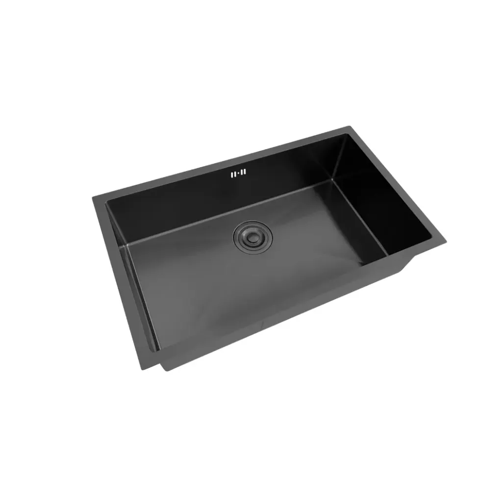 GPL1009 ROCKSTONE FREGADERO SIMPLE EMP/BT 79X46 (NEGRO) - BLACK SATIN INOX