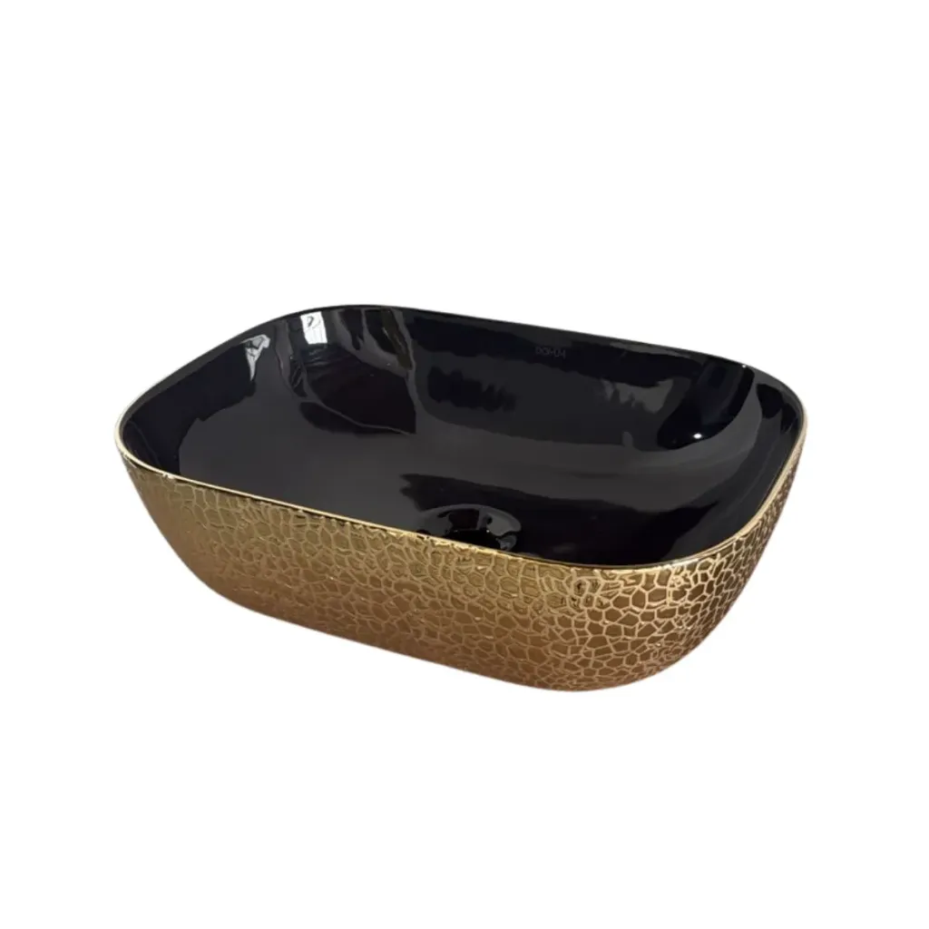 GPL1024 DOMUM LAVAMANOS BELLO VESSEL CUARADO - NEGRO/DORADO (610BG)