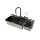 GPL1041 QSB FREGADERO AURELION INTELIGENTE (NEGRO) C/BOTONES + CANAL HUMEDO INOX (90X46) - (B61180)