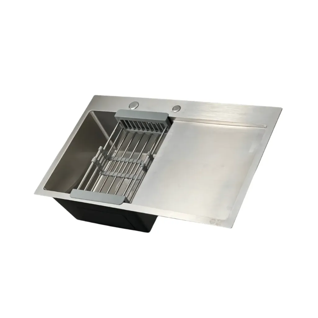 GPL1042 QSB FREGADERO AURELION SIMPLE C/FALDA DERECHO (75X46)CM - SILVER