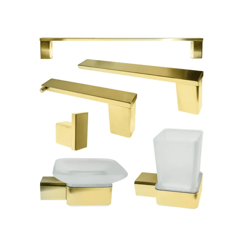 GPL1044 BEELEE ACCESORIO BANO BERNA 6 PZS DORADO MATE - GOLD