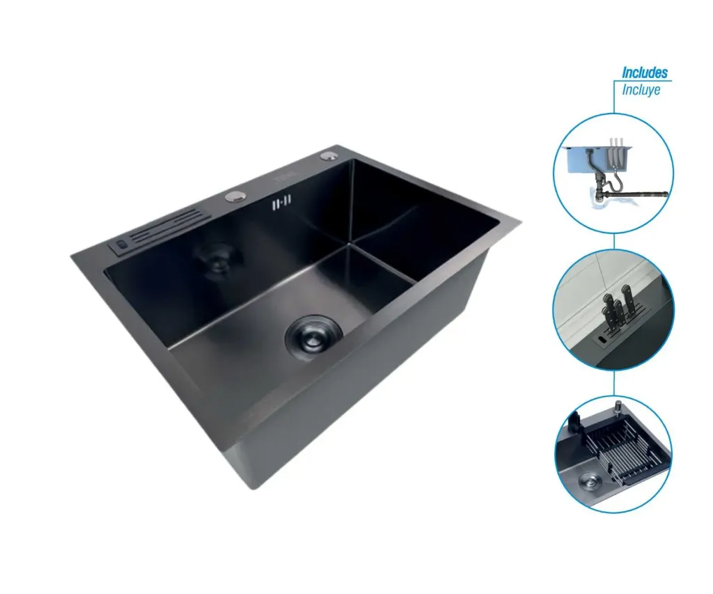 GPL0407 YETKA FREGADERO SIMPLE NEGRO 60X45X22 LUXURY - BLACK EDITION