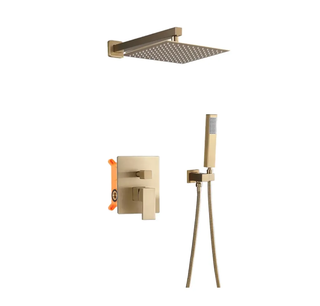 GPL0225 BEELEE JGO DUCHA ROMA GOLD 2 FUNCIONES / RECTANGULAR (DORADO)