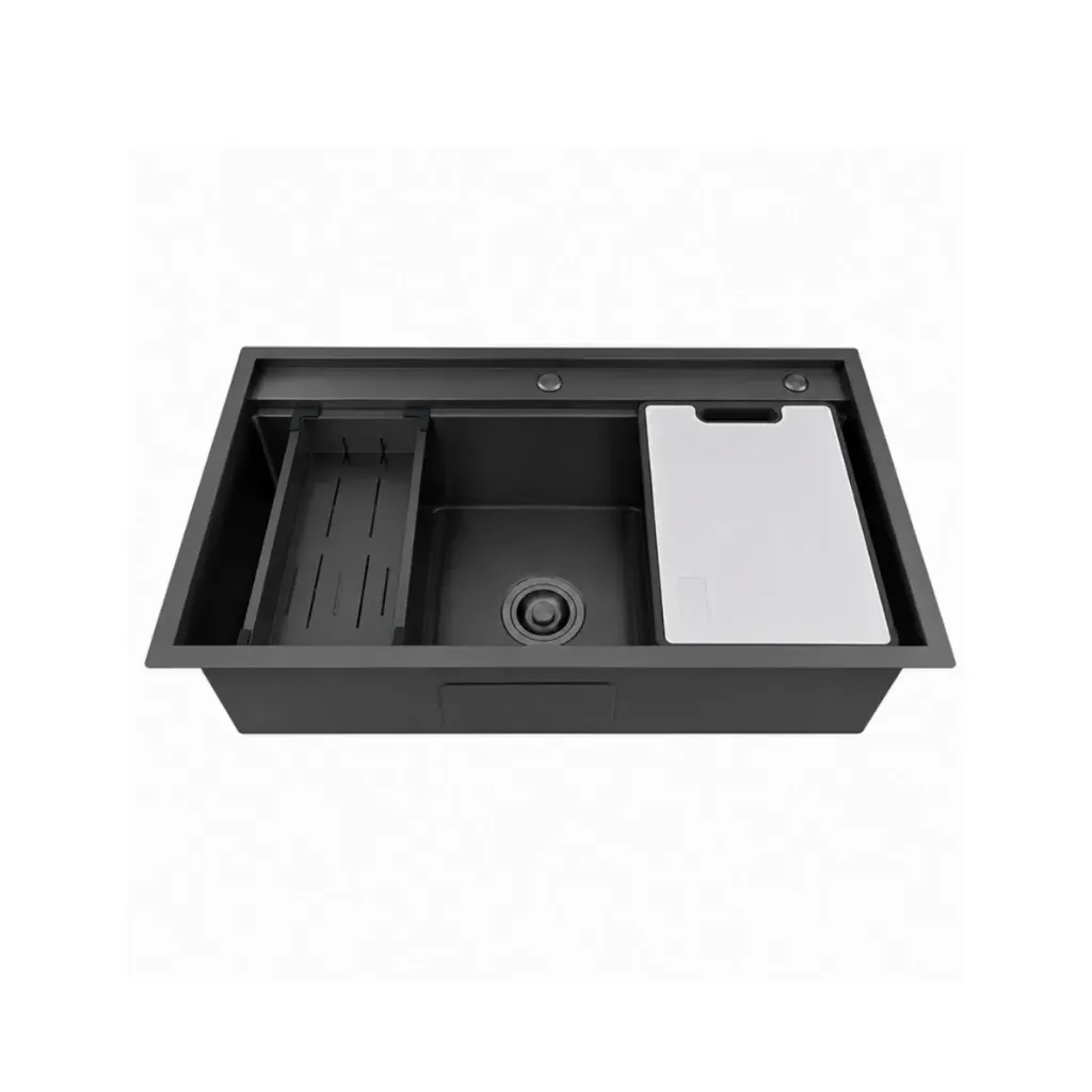 GPL1110 MASTERMAID FREGADERO 1P BAJO TOPE NEGRO SATIN - BLACK 90X50CM + ACCESORIOS