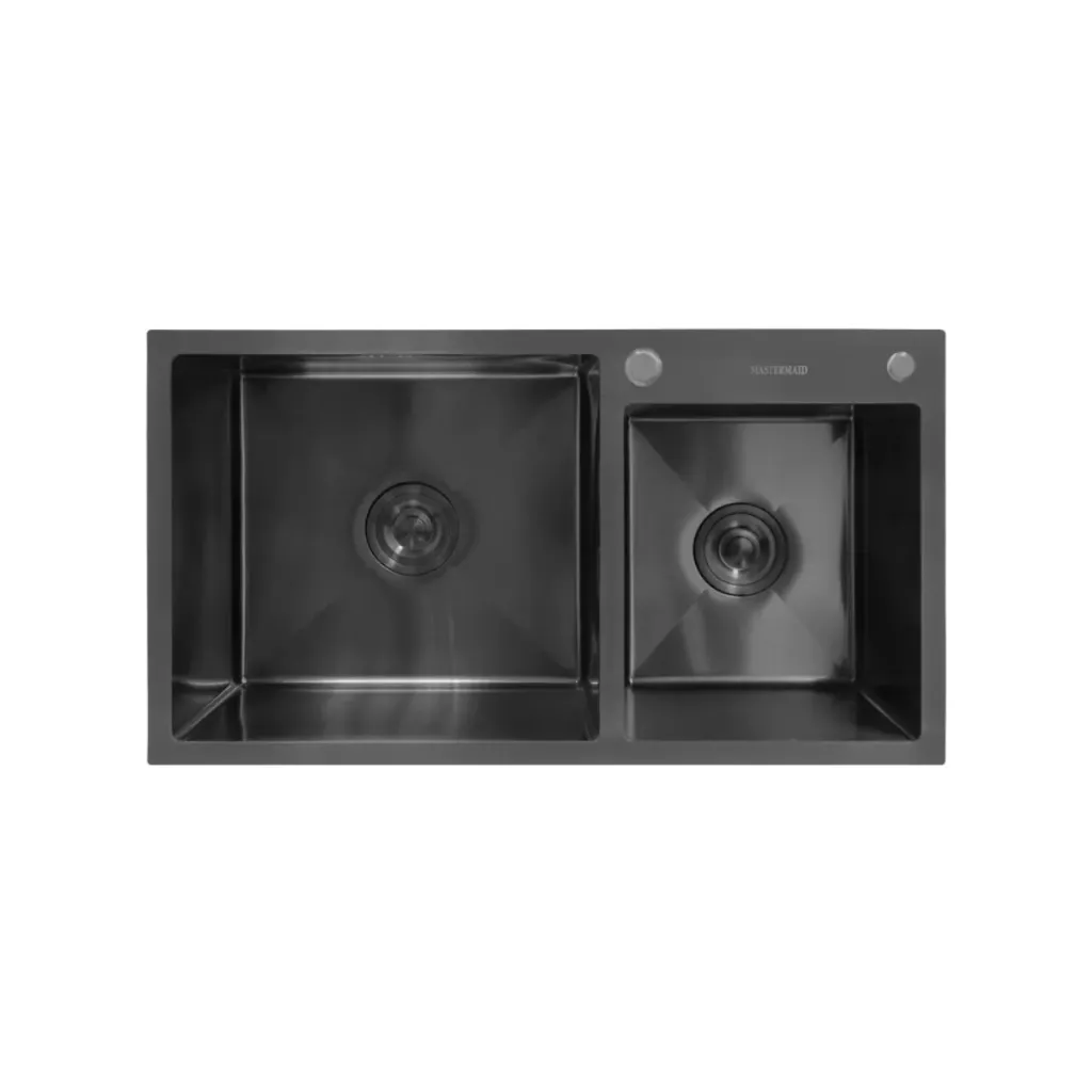 GPL0146 MASTERMAID FREGADERO DOBLE NEGRO EMP/BAJO TOPE 82X45 - T/CALIFORNIA BLACK