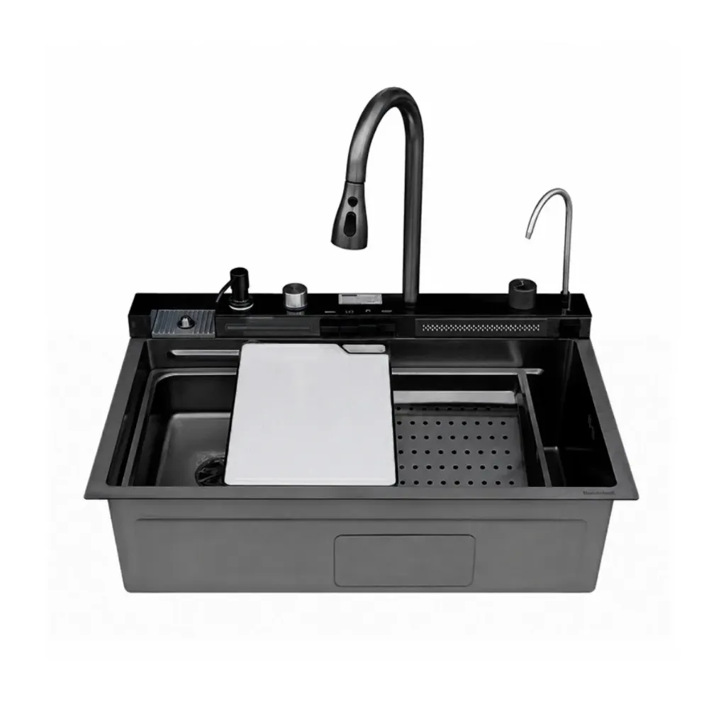 GPL1133 MASTERMAID FREGADERO INTELIGENTE BLACK - 75X46 CM - C/BOTON PANTALLA LED