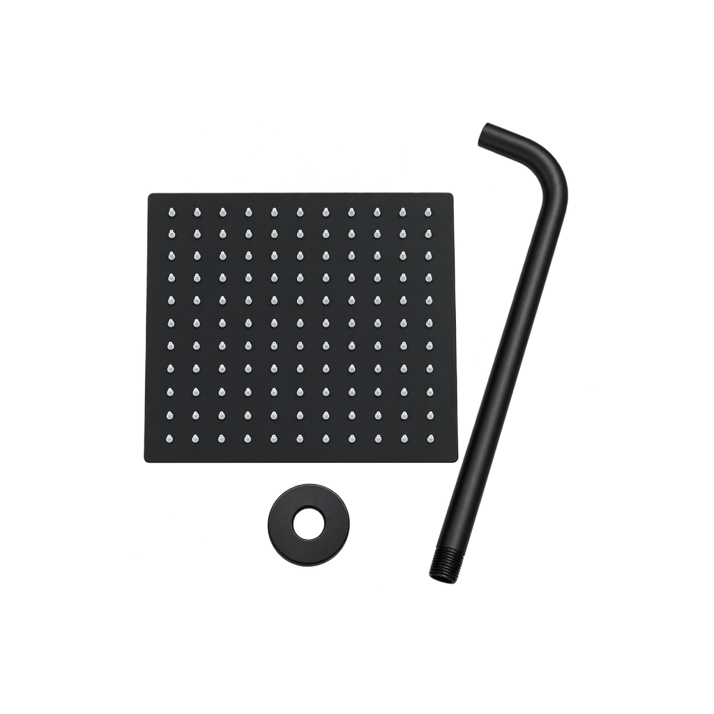 GPL1163 VITTA DUCHA CUADRADA 25X25 + BRAZO SLIM - NEGRO MATE (115906)