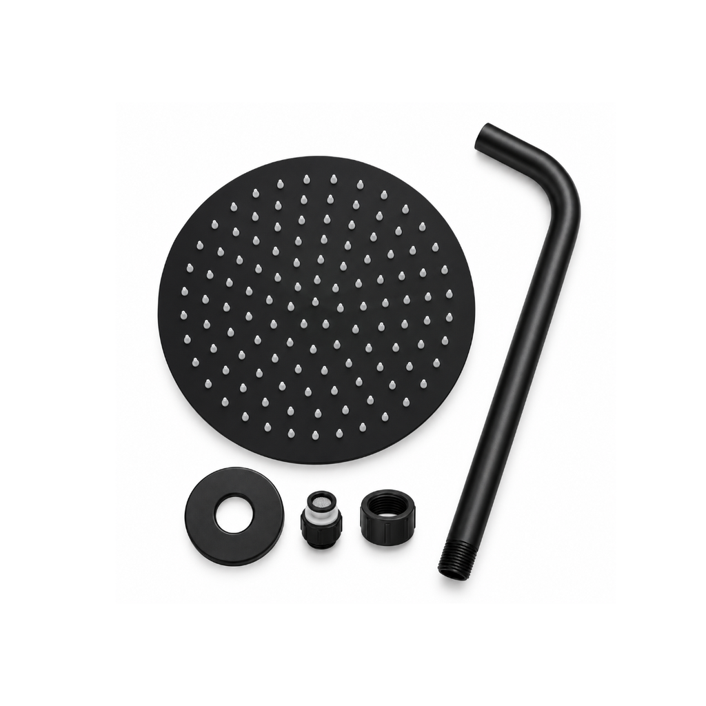 GPL1164 VITTA DUCHA REDONDA 25CM + BRAZO SLIM - NEGRO MATE (115910)